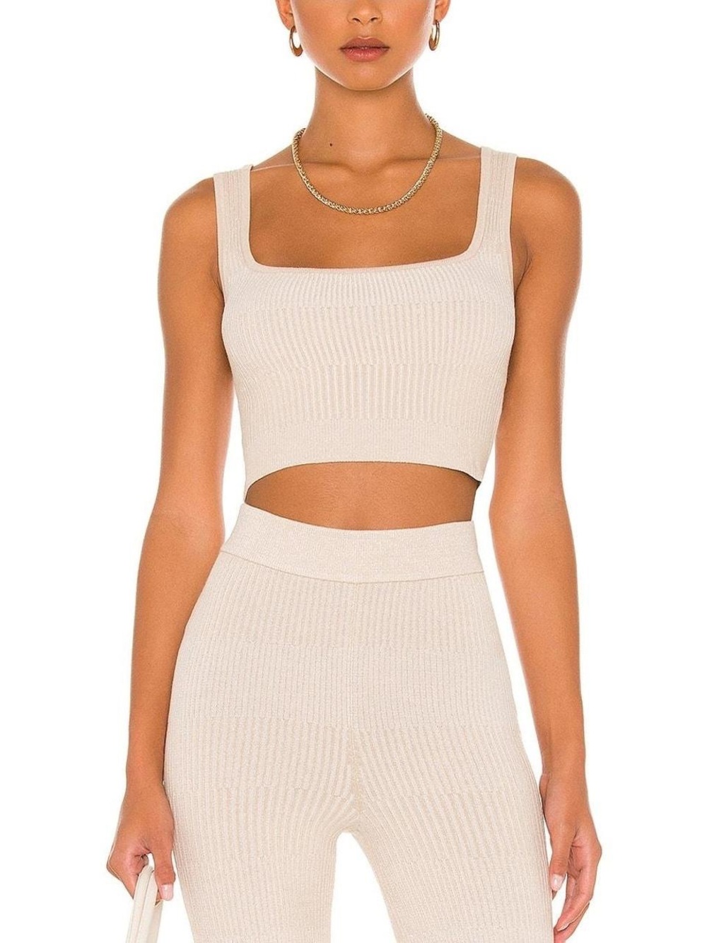Song of Style Elyse Tank Ribbed Top Beige Size Small